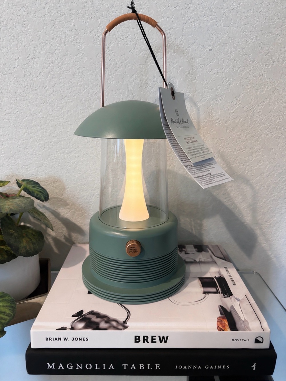 Hearth & Hand with Magnolia Retro Bluetooth Speaker LED Lantern Sage Green NWT